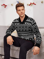 Men's Knit Christmas Elk Lapel Sweater Pullover 2021 | Streetwear