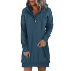 Solid Hooded Drawstring Sweater for Women