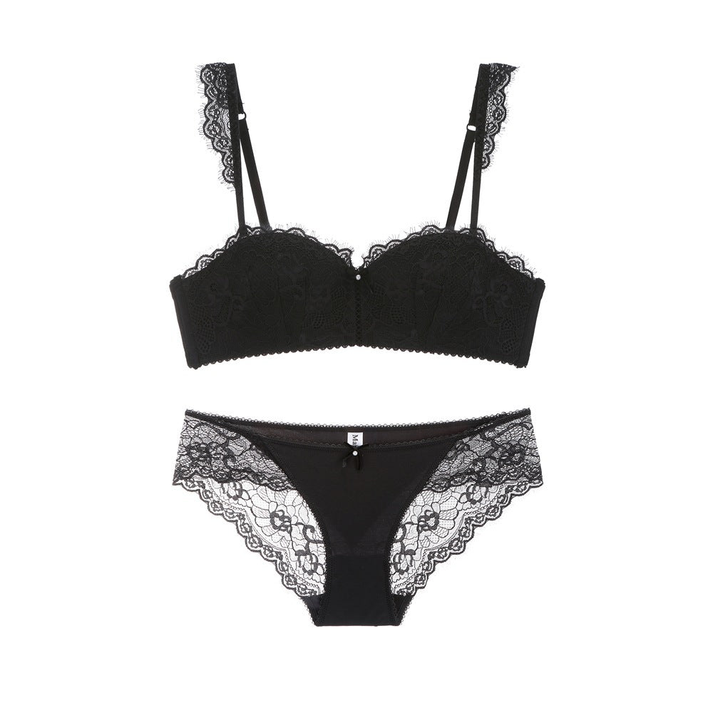 Lace Push-Up Bra Set with Detachable Straps