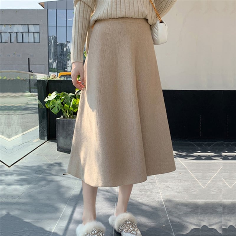 High Waist Wool Knitted Skirt for Women