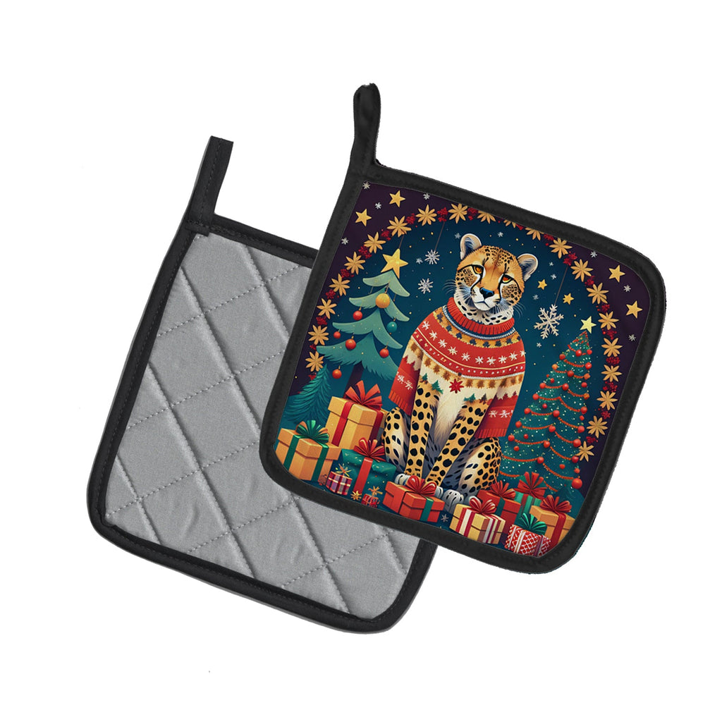 Cheetah Christmas Pair of Pot Holders