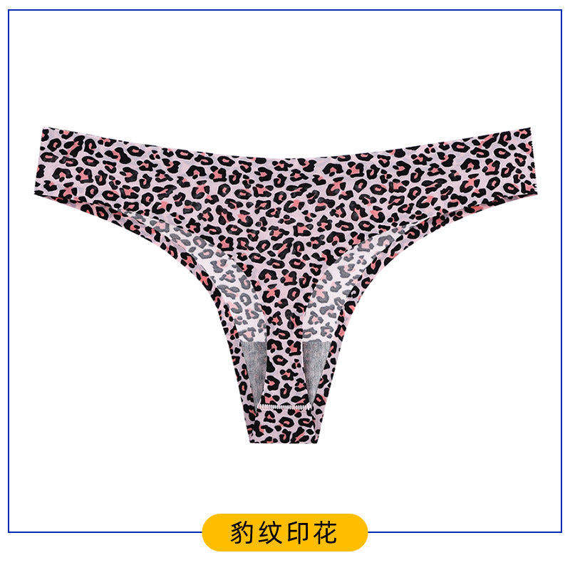 Plus Size Seamless Printed Low Waist T-Back Panties
