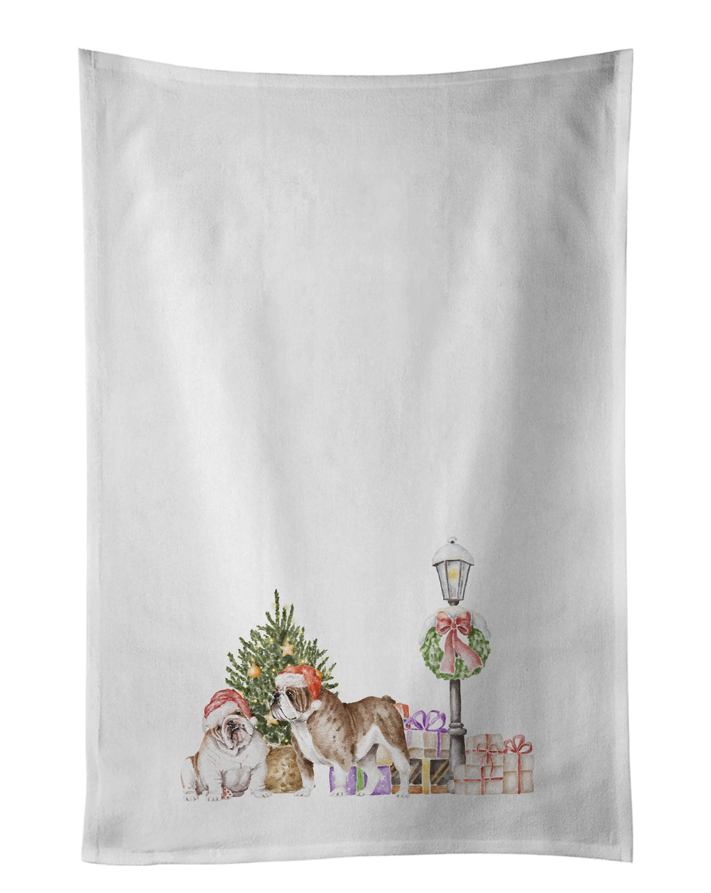 Bulldog Duo with Christmas Wonderland Kitchen Towel Set of 2