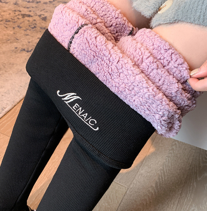 Thick Wool Blend Leggings with Striped Design (One Pair)