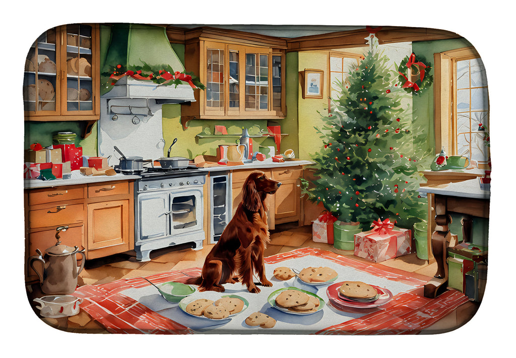 Irish Setter Christmas Cookies Dish Drying Mat