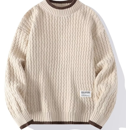 Men's Loose Fit Crew Neck Pullover Sweater | Streetwear