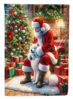 Samoyed and Santa Claus House Flag