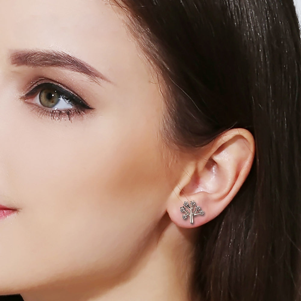 Silver Christmas Tree Earrings