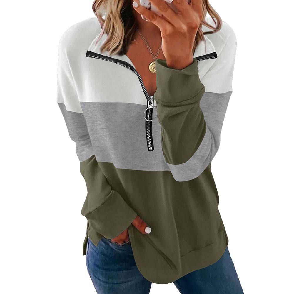 Leopard Print Colorblock Long Sleeve Sweatshirt for Women | Streetwear
