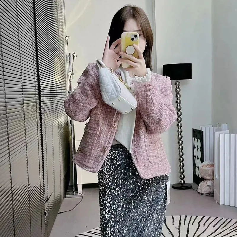 Popular Blue Fragrance Women's Tweed Jacket (Spring/Autumn)