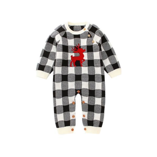 Knitted Long Sleeve Baby Romper with Christmas Design
