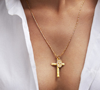 Cross with Virgin Mary Pendant Necklace - Christian Jewelry