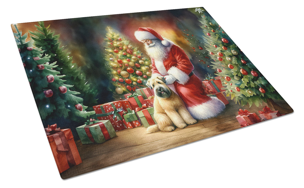 Wheaten Terrier and Santa Claus Glass Cutting Board