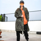 Leopard Print Camouflage Mid-Length Heavy Trench Coat