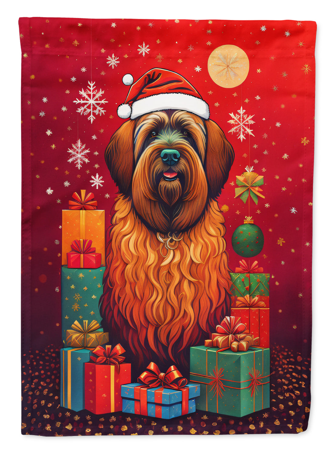Briard Holiday Christmas House Flag
