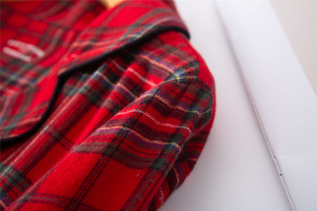 Christmas Couple Flannel Brushed Red Plaid Pajamas
