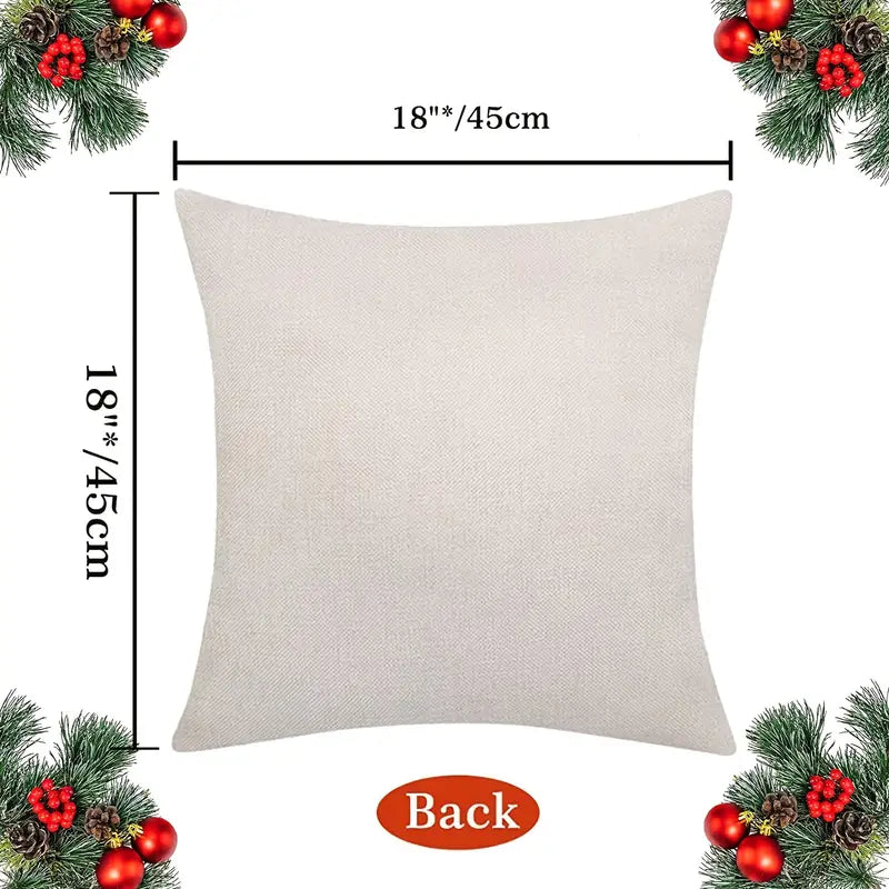 Merry Christmas Linen Cushion Cover 18x18 Inch