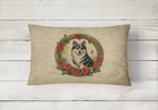 Finnish Lapphund Christmas Flowers Throw Pillow