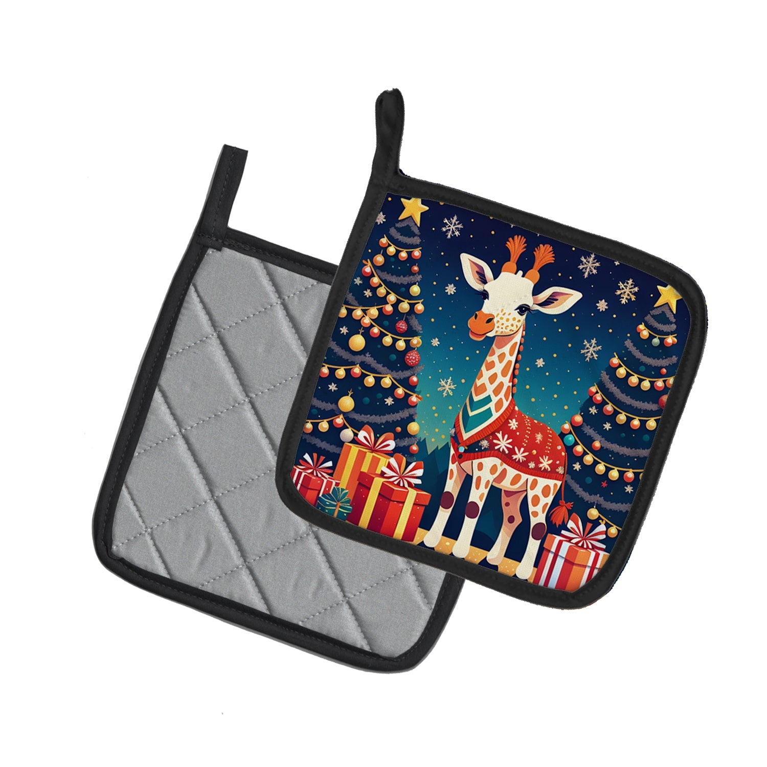 Giraffe Christmas Pair of Pot Holders
