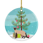 Colorpoint Longhair Cat Christmas Ceramic Ornament