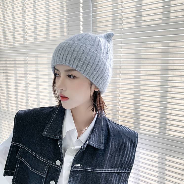 Super Cute Knitted Wool Hat with Little Ears | Embroidered Cap