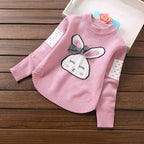 Girls' Cartoon Round Neck Knitted Sweater