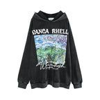 American Retro Street Style Hooded Oil Painting Sweater