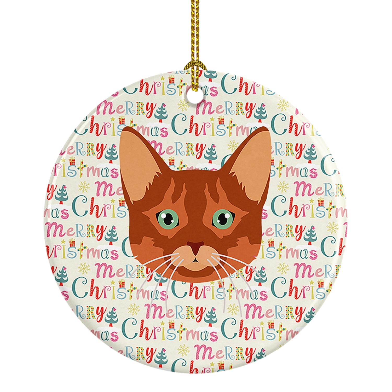 Somali Cat Christmas Ceramic Ornament