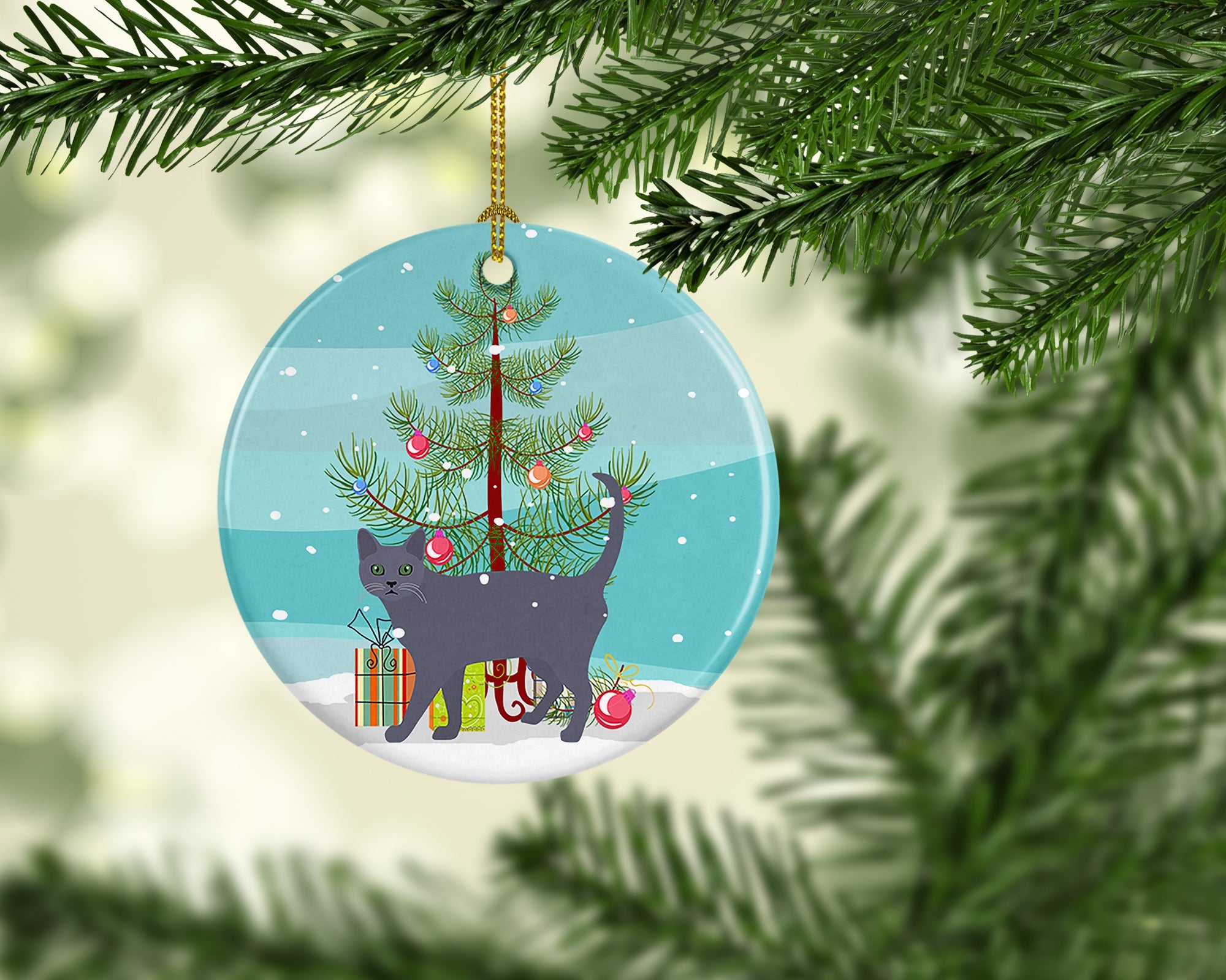 Korat Cat Christmas Ceramic Ornament