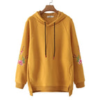 Plus Size Hoodie Pullover with Peony Embroidery for Women | Streetwear