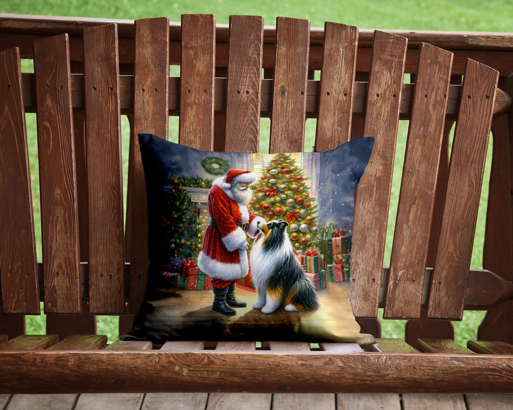 Collie and Santa Claus Throw Pillow