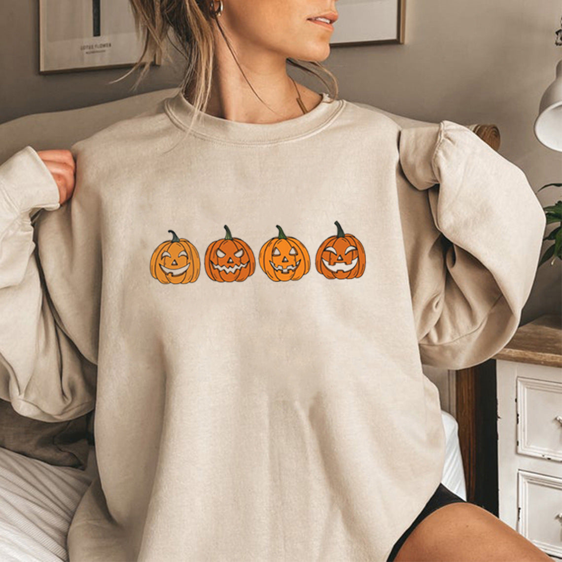Funny Printed Halloween Pumpkin Head Party Hoodie | Streetwear