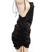 Backless Bodycon Midi Dress with Straps and Tie Detail