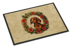 Dachshund Christmas Flowers Doormat