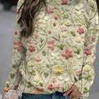 Women's Printed Loose Round Neck Sweater