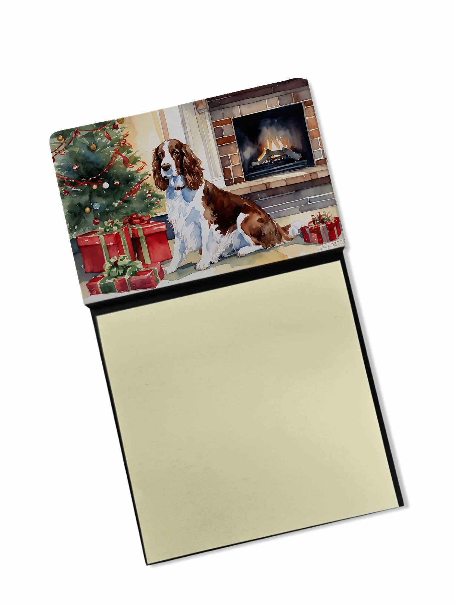 Welsh Springer Spaniel Cozy Christmas Sticky Note Holder