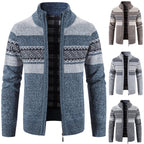 Men's Hooded Color Block Knitted Cardigan Jacket