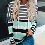 Women's Striped Hooded Casual Sweatshirt Top | Streetwear