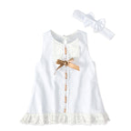 Summer Style Girls' Sleeveless Bow Dress and Headband Set