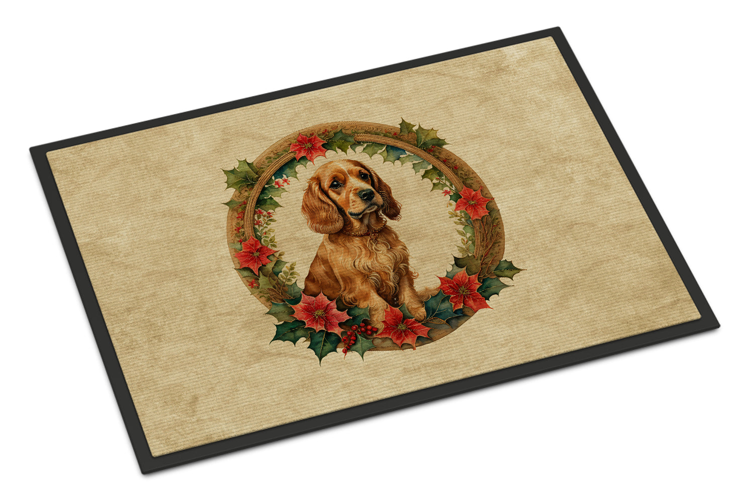 Cocker Spaniel Christmas Flowers Doormat