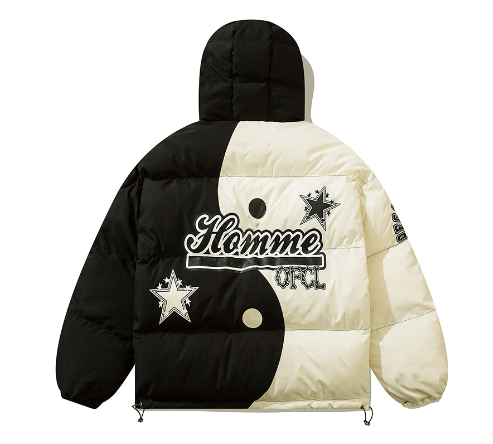 Men's Plus Fleece Hooded Jacket with Stitching Design