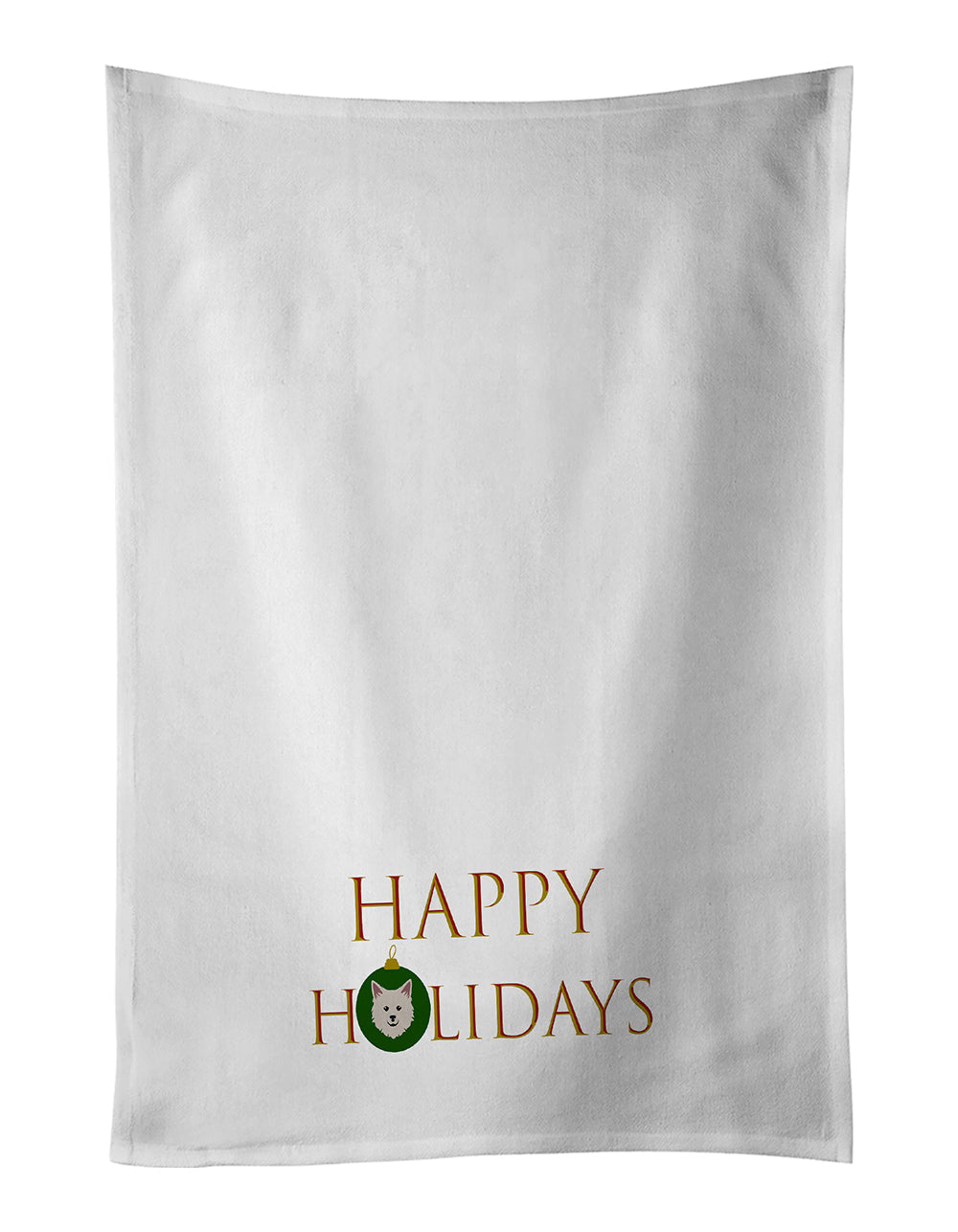Italian Spitz - Dog Face Happy Holidays Christmas Kitchen Towel Set of 2