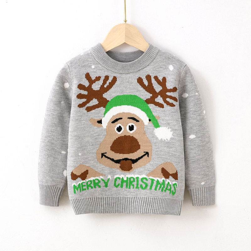Cartoon Christmas Elk Sweater for Kids