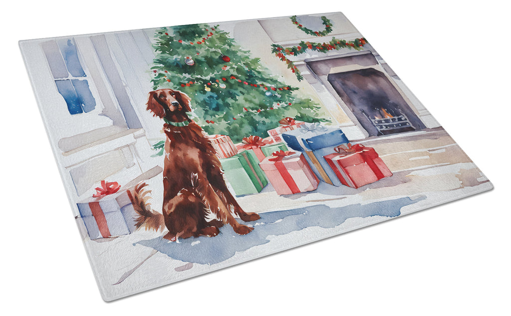 Irish Setter Cozy Christmas Glass Cutting Board