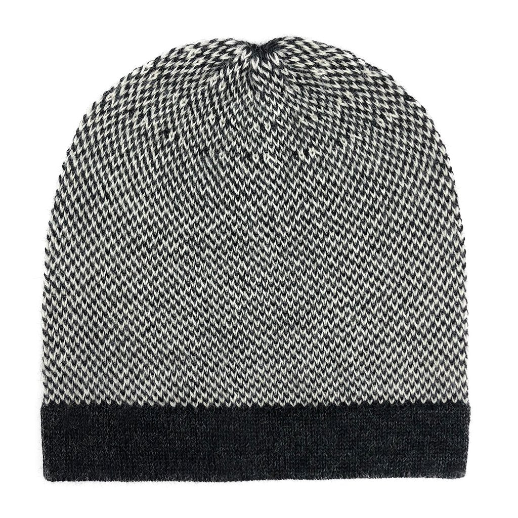 Midnight Interwoven Alpaca Beanie | Embroidered Cap
