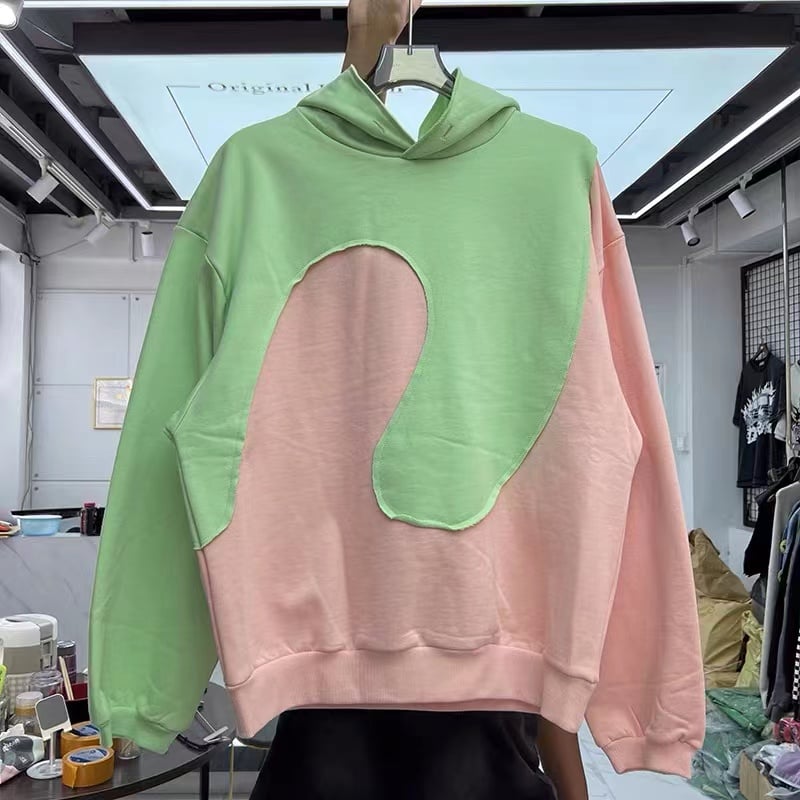 Personalized Hooded Patchwork Sweater for Men