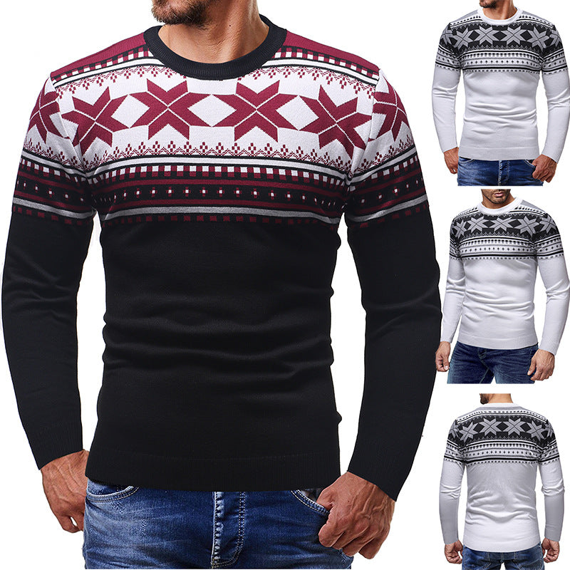 Men's Christmas Sweater with Geometric Patterns