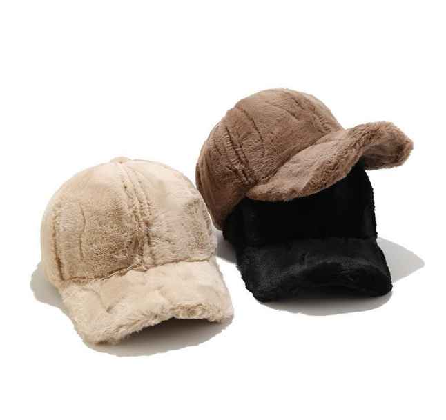 Winter Men's Thick Fleece Rabbit Fur Baseball Cap | Embroidered Cap
