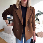 Double-Breasted Splice Sleeve Jacket