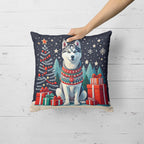 Siberian Husky Christmas Throw Pillow